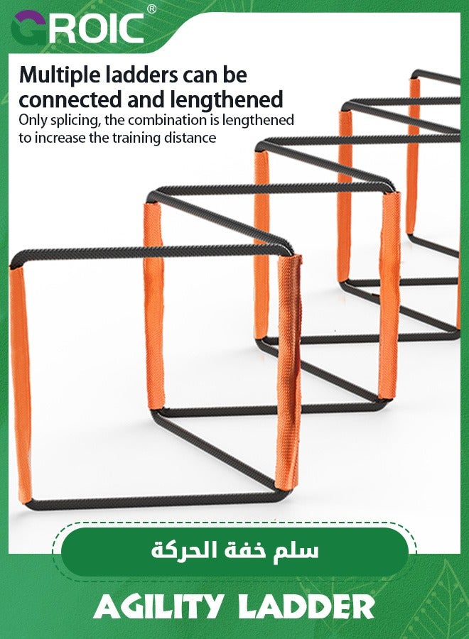 GROIC سلم خفة الحركة الكل في واحد، معدات تدريب خفة الحركة، تصميم قابل للطي للتركيب الفوري بدون تشابك، سلم سرعة مكون من 8 درجات مع حقيبة تخزين، سلم تدريب لكرة القدم والسرعة - Image 2