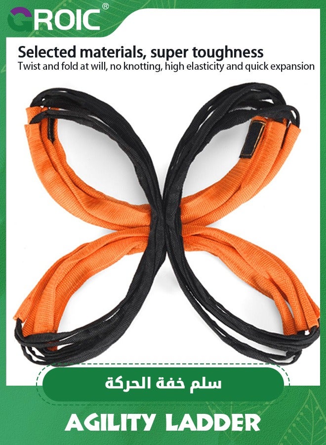 GROIC سلم خفة الحركة الكل في واحد، معدات تدريب خفة الحركة، تصميم قابل للطي للتركيب الفوري بدون تشابك، سلم سرعة مكون من 8 درجات مع حقيبة تخزين، سلم تدريب لكرة القدم والسرعة - Image 3