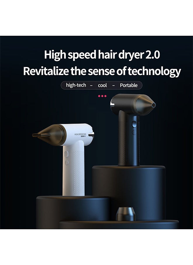 Generic - Handheld High-speed Fan Turbo Air Blower Rechargeable Desktop Fan Portable Energy-saving Stepless Speed Change Small Fan with 3 Types Nozzles - Image 1