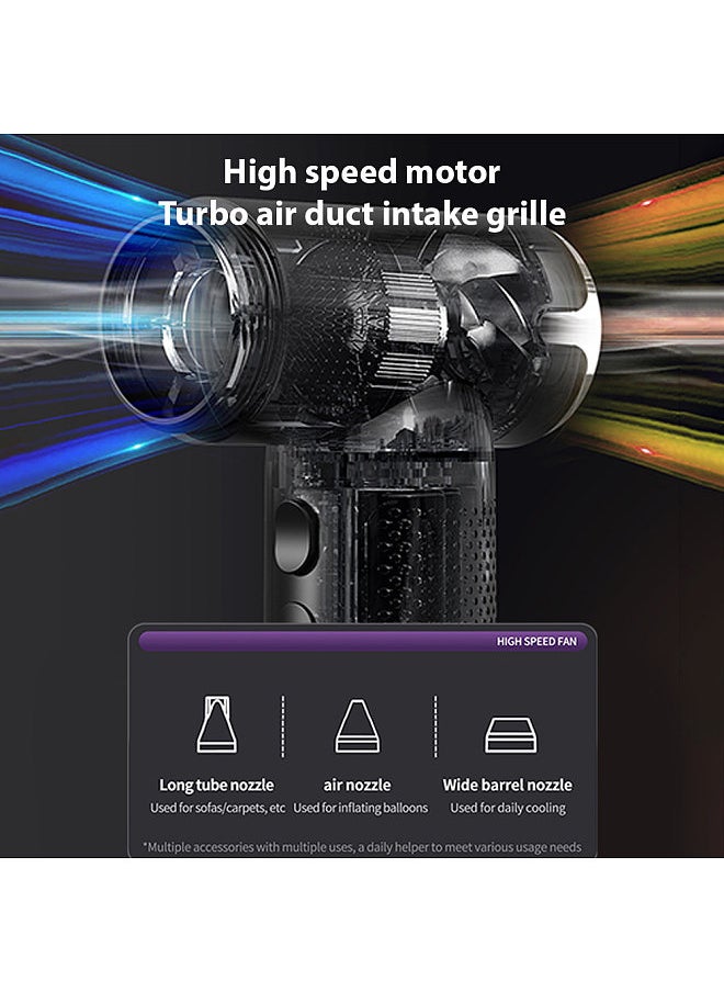 Generic - Handheld High-speed Fan Turbo Air Blower Rechargeable Desktop Fan Portable Energy-saving Stepless Speed Change Small Fan with 3 Types Nozzles - Image 1