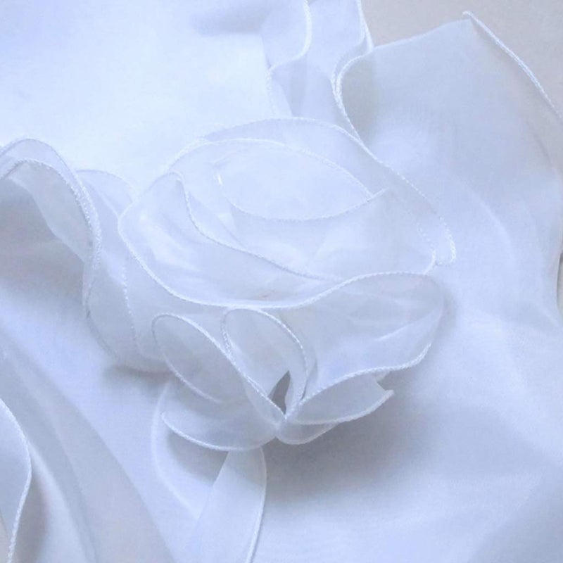 EINCORN White Elegant Flower Multi Layer Tulle Shawl Wedding Wrap Bridal Chiffon Short C - Image 4