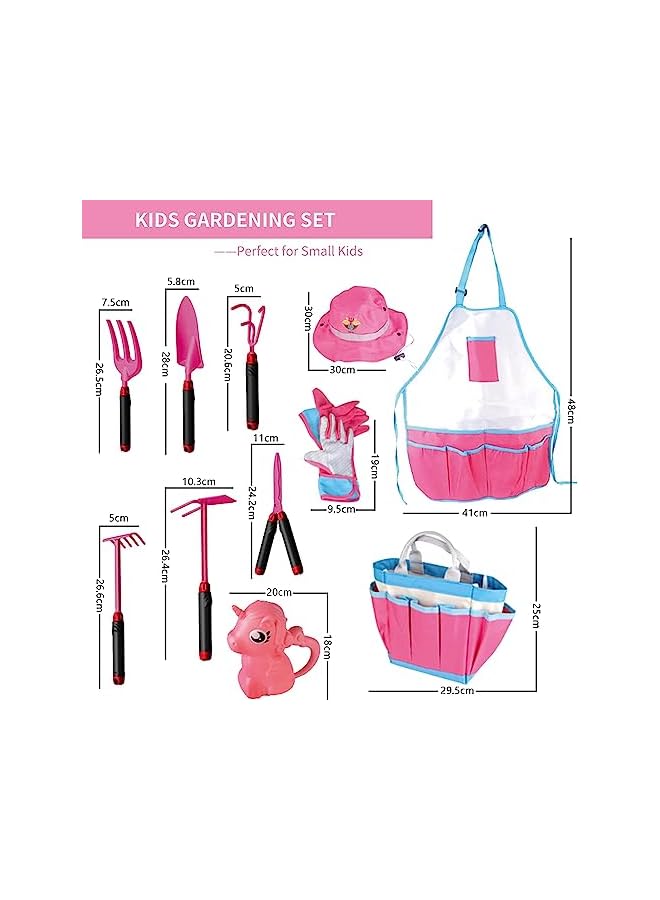 PROMASS promass Kids Gardening Tool Set for Ages 3-7 Kids, Garden Apron, Kids Sun Hat, Kids Shovel, Toddler Gardening Gloves - Kids Gardening Set as Dress Up & Pretend Play, Costumes for Boys & Girls (Pink) - Image 3