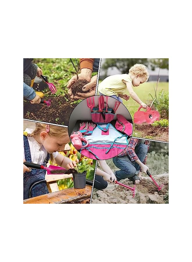 PROMASS promass Kids Gardening Tool Set for Ages 3-7 Kids, Garden Apron, Kids Sun Hat, Kids Shovel, Toddler Gardening Gloves - Kids Gardening Set as Dress Up & Pretend Play, Costumes for Boys & Girls (Pink) - Image 2