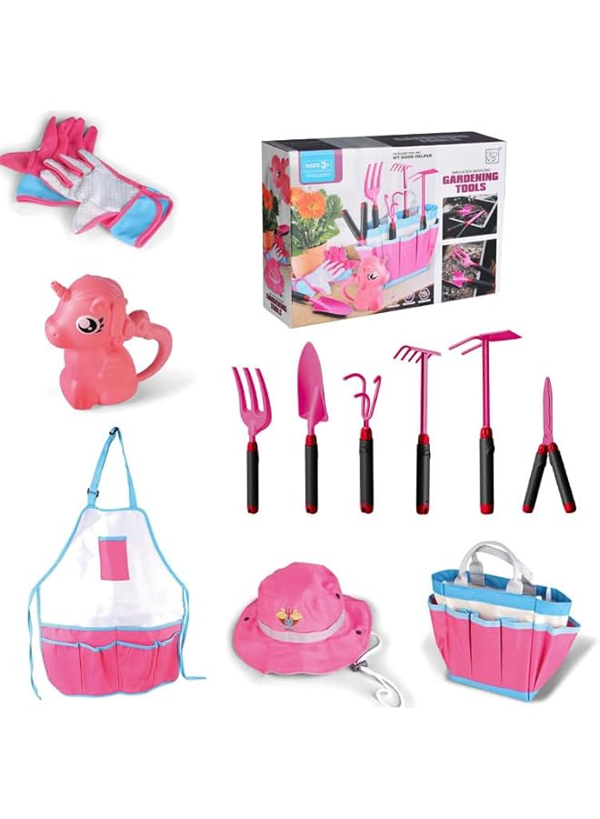 PROMASS promass Kids Gardening Tool Set for Ages 3-7 Kids, Garden Apron, Kids Sun Hat, Kids Shovel, Toddler Gardening Gloves - Kids Gardening Set as Dress Up & Pretend Play, Costumes for Boys & Girls (Pink) - Image 4