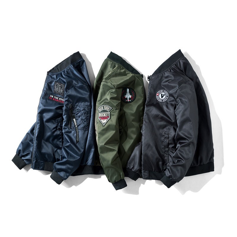 Large Size Men'S Double-Sided Flying Suit Jacket Thin Embroidered Baseball Suit Outdoor Military Jacket Trendy Long Sleeve - Image 5