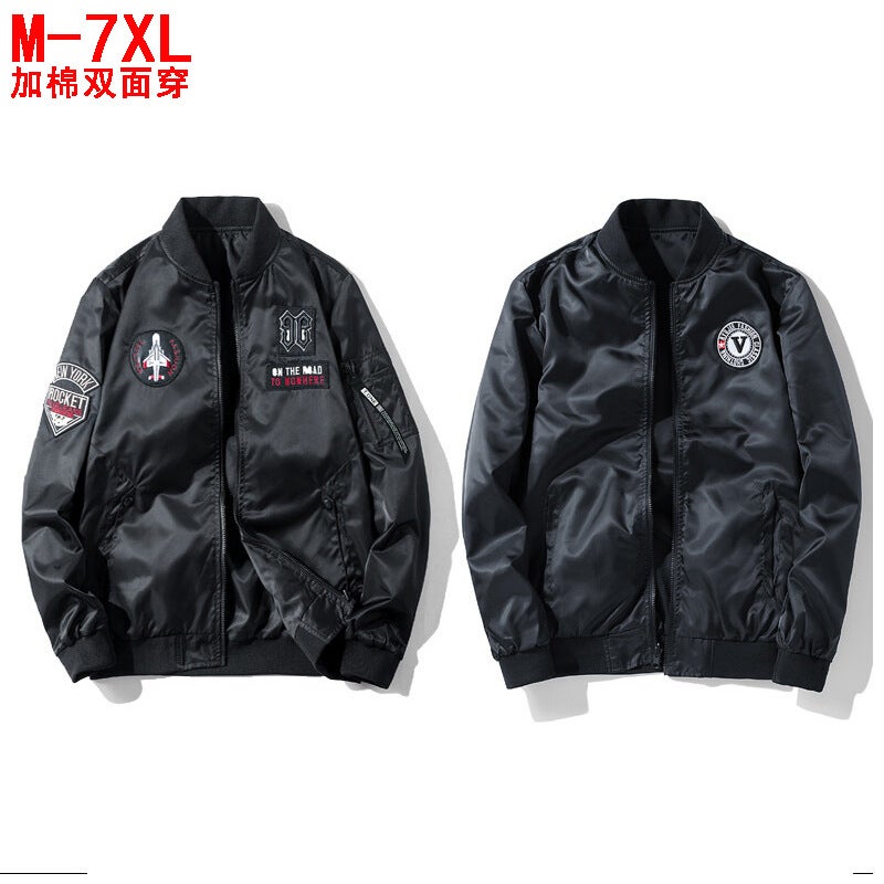 Large Size Men'S Double-Sided Flying Suit Jacket Thin Embroidered Baseball Suit Outdoor Military Jacket Trendy Long Sleeve - Image 3