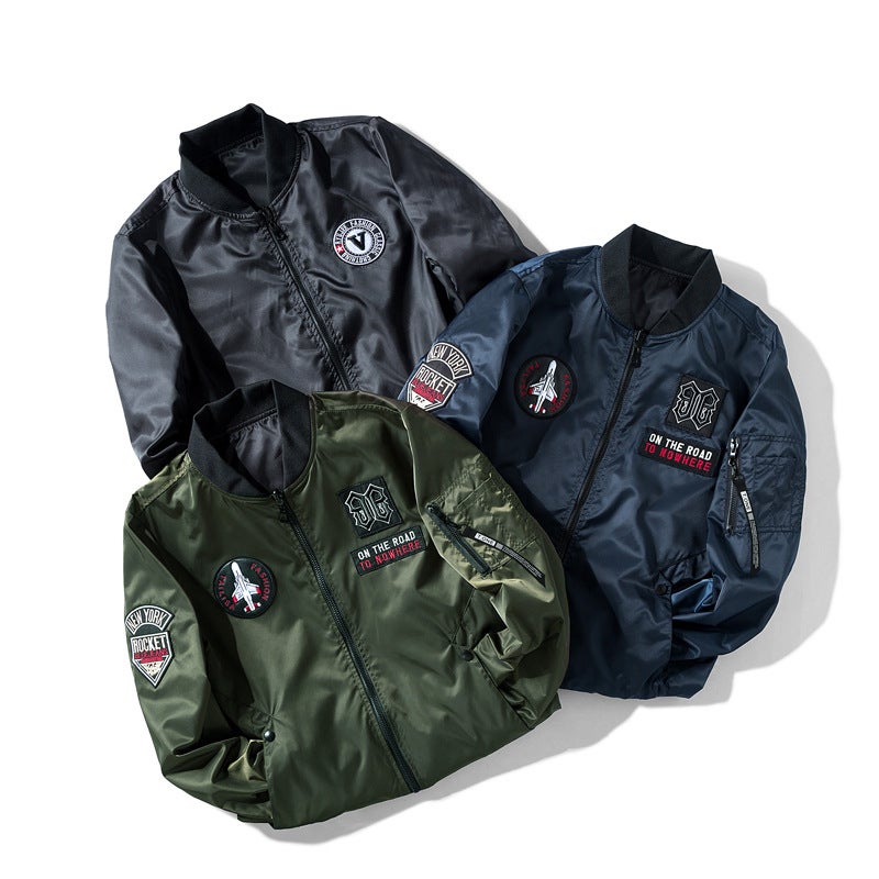 Large Size Men'S Double-Sided Flying Suit Jacket Thin Embroidered Baseball Suit Outdoor Military Jacket Trendy Long Sleeve - Image 4