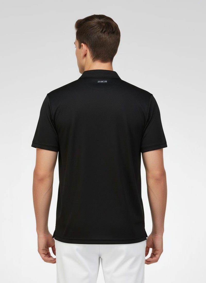 MOTION Men Sportswear Fit Short Sleeve Training Polo Shirt, Black - Image 2