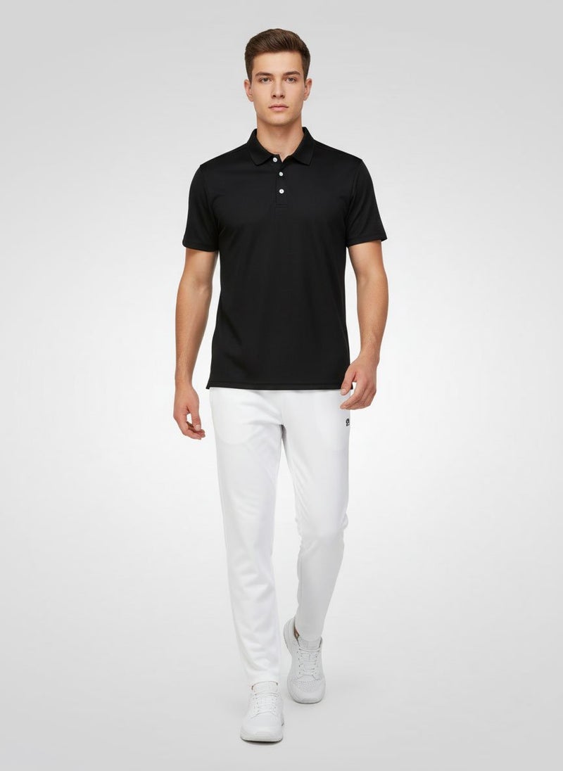 MOTION Men Sportswear Fit Short Sleeve Training Polo Shirt, Black - Image 5