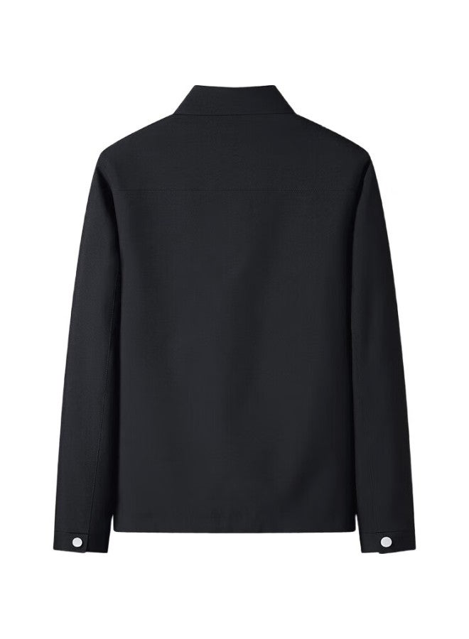 ROMON Men'S Jacket, Spring And Autumn Business Casual Lapel Top, Fashionable Cadre Executive Jacket, Men'S Clothing, Mk73 Black X - Image 3