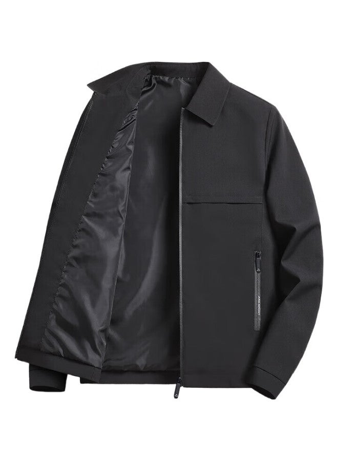 ROMON Men'S Jacket, Spring And Autumn Business Casual Lapel Top, Fashionable Cadre Executive Jacket, Men'S Clothing, Mk73 Black X - Image 2