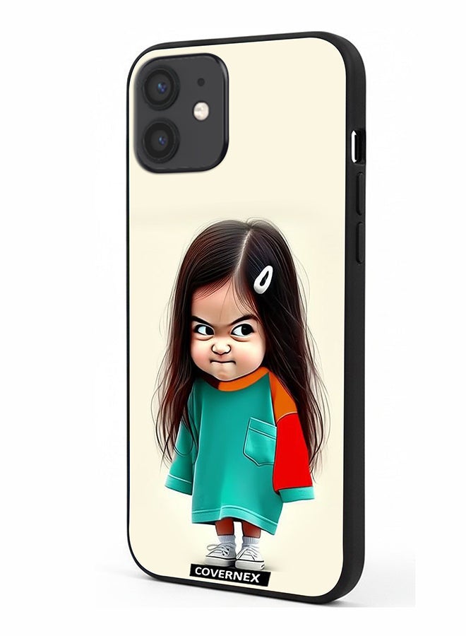 Covernex Apple iPhone 12 Protective Case Cover Printed Featuring Crumpy Little Girl Expressionist - Image 1