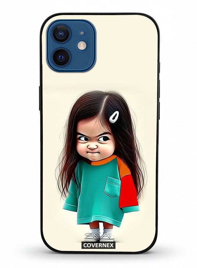 Covernex Apple iPhone 12 Protective Case Cover Printed Featuring Crumpy Little Girl Expressionist - Image 2