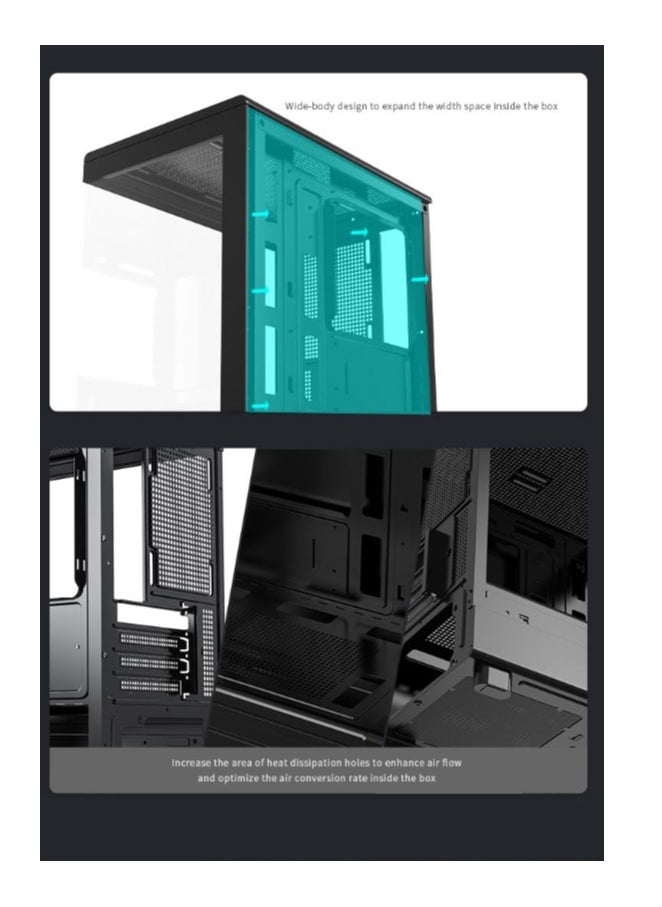 aigo - Darkflash DB330M Tempered Glass M-ATX/ITX Gaming PC Case with Pre-Installed 3*120MM ARGB Fans, 270 Degree Panoramic Design, Supports up to 240MM Radiator, USB 3.0, 2*SSD Slots Gaming Case - Image 1