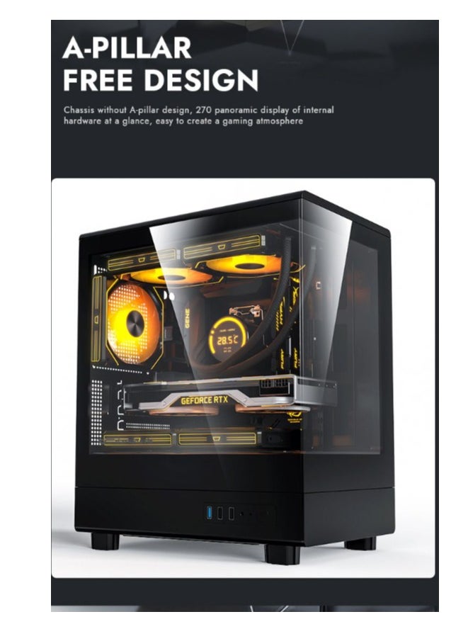 aigo - Darkflash DB330M Tempered Glass M-ATX/ITX Gaming PC Case with Pre-Installed 3*120MM ARGB Fans, 270 Degree Panoramic Design, Supports up to 240MM Radiator, USB 3.0, 2*SSD Slots Gaming Case - Image 1