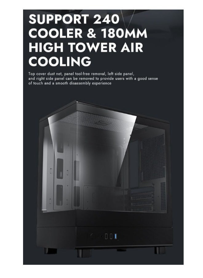 aigo - Darkflash DB330M Tempered Glass M-ATX/ITX Gaming PC Case with Pre-Installed 3*120MM ARGB Fans, 270 Degree Panoramic Design, Supports up to 240MM Radiator, USB 3.0, 2*SSD Slots Gaming Case - Image 1