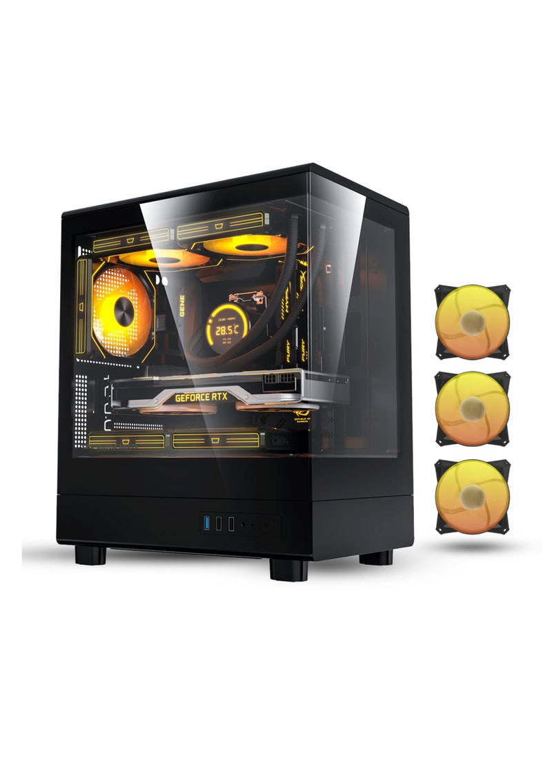 aigo - Darkflash DB330M Tempered Glass M-ATX/ITX Gaming PC Case with Pre-Installed 3*120MM ARGB Fans, 270 Degree Panoramic Design, Supports up to 240MM Radiator, USB 3.0, 2*SSD Slots Gaming Case - Image 1