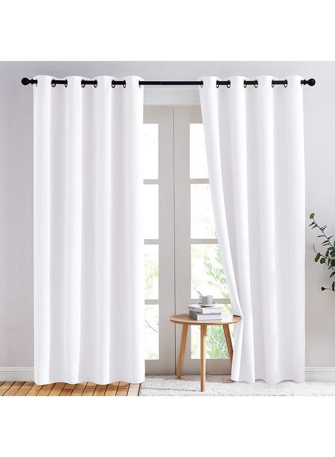 بوراف لايت ستائر باب Purav Light White Blackout بطول 7 أقدام معزولة حرارياً لغرفة النوم وغرفة المعيشة، مجموعة من قطعتين - Image 1