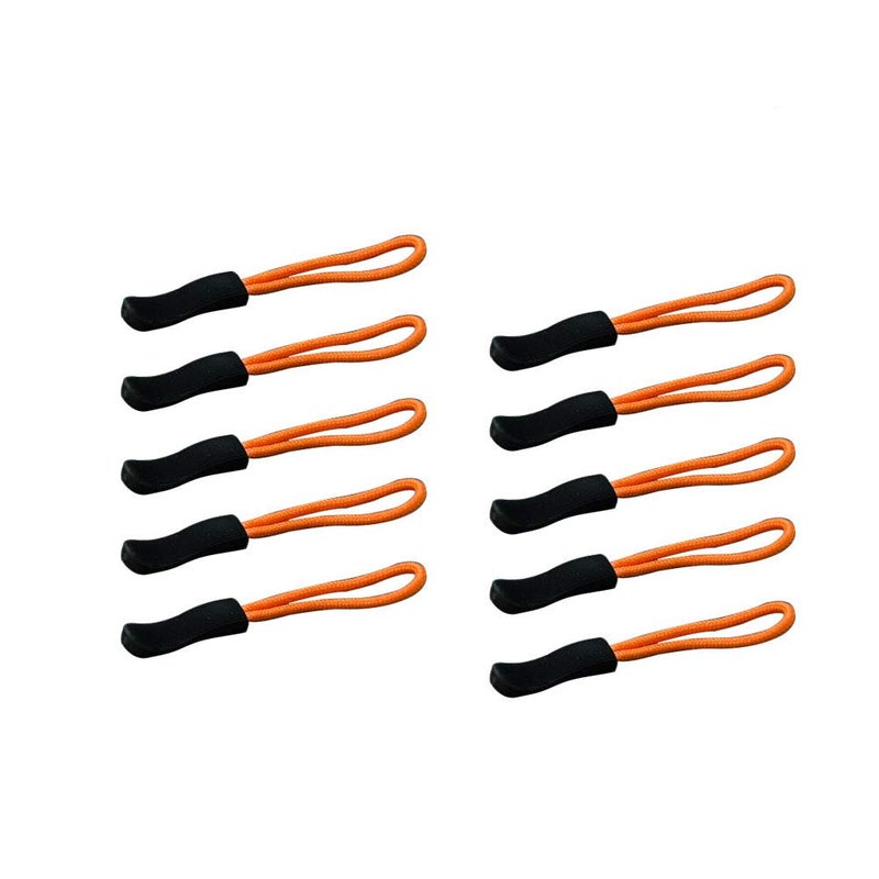 Durable Zipper Pulls Tab Tags Cord Pulls Zipper Extension Zip Fixer for Backpacks, Jackets, Luggage, Purses, Handbags (10PCS, Orange)
