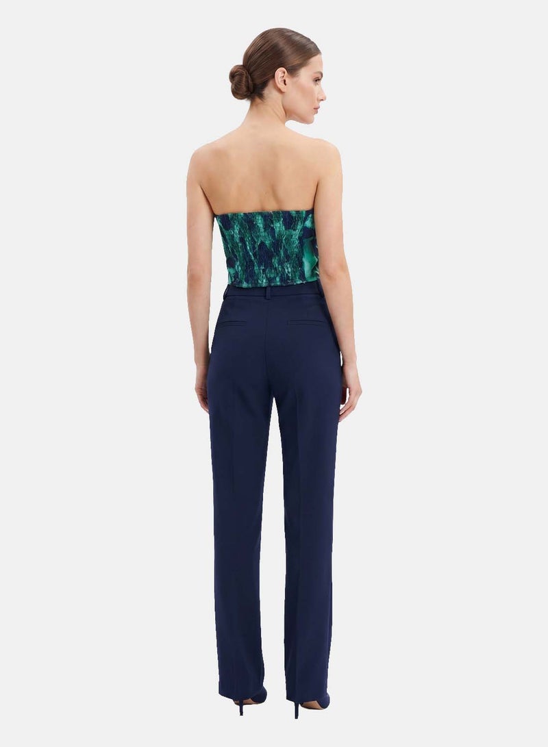 FOREVER 21 Strapless Fitted Bustier Crop Top with Tropical Print - Image 2