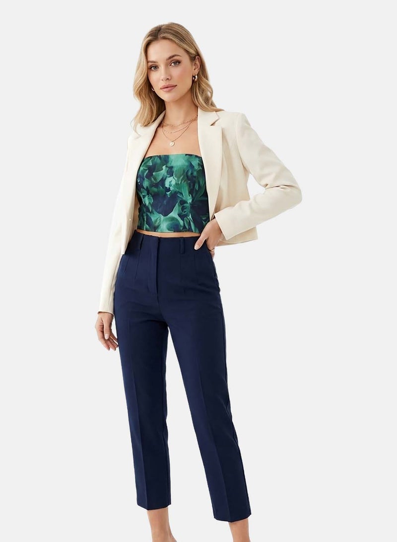 FOREVER 21 Strapless Fitted Bustier Crop Top with Tropical Print - Image 3