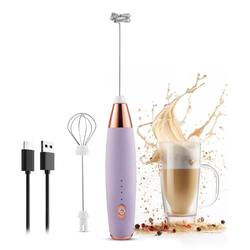QLECT Pro 3 Speed Electric Milk Cofee Frother with Whisk | Wireless | Rechargeable Heavy Duty 1200 MAH Battery | 12000 RPM | Uses- Blender/Beater/Stirr/Foamer/Whipper/Cream Spinner (Purple) - Image 1