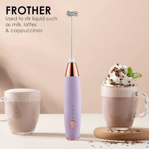 QLECT Pro 3 Speed Electric Milk Cofee Frother with Whisk | Wireless | Rechargeable Heavy Duty 1200 MAH Battery | 12000 RPM | Uses- Blender/Beater/Stirr/Foamer/Whipper/Cream Spinner (Purple) - Image 3