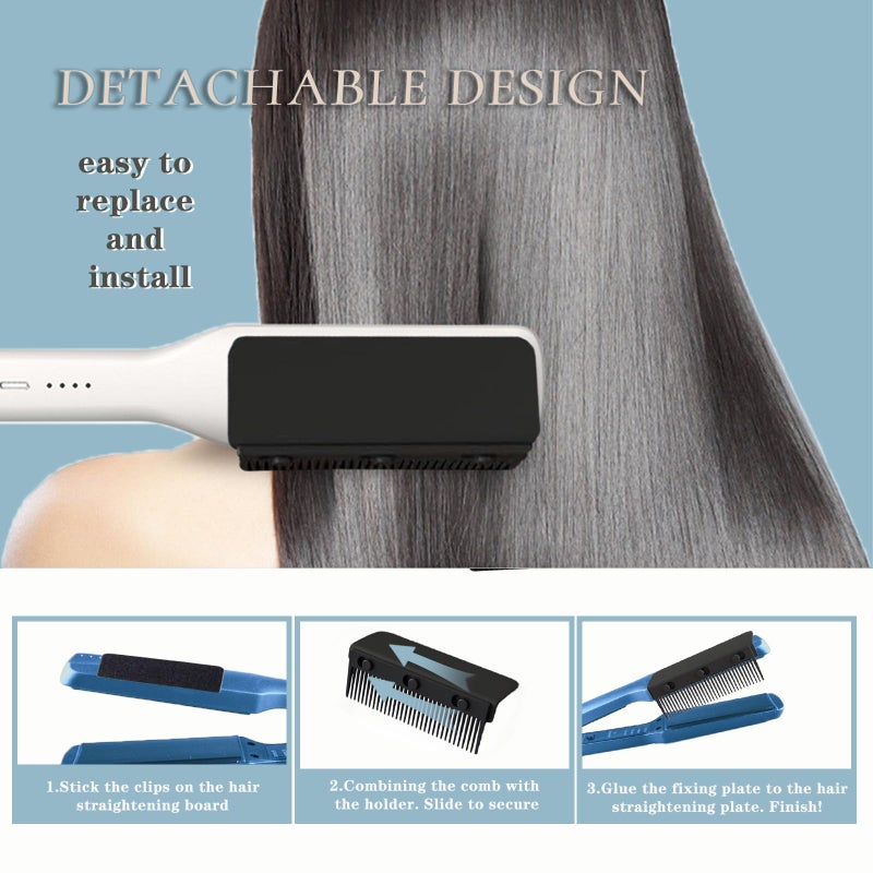 Dladhict Flat Iron Attachment, Removable Hair Straightener, The Comb for Flat Iron for Black Hair, Professional or Home Use Compact Straightening Styling Tool (Black) - Image 4