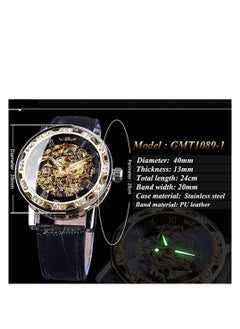 Generic Luxury Automatic Mechanical Watches for Men, Retro Skeleton Design with Diamond and Floral Carvings, Classic Roman Numerals, Elegant Cutout Rhinestones  - Image 3