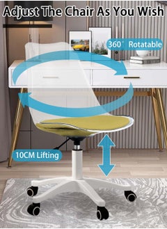 EqiEch Acrylic Chair Ergonomics Modern Office Desk Armless Study Chair Computer Swivel Desk Chair With Waterproof PU Leather PP Seat Cushion With Silent Wheel Adjustable Height  - Image 3