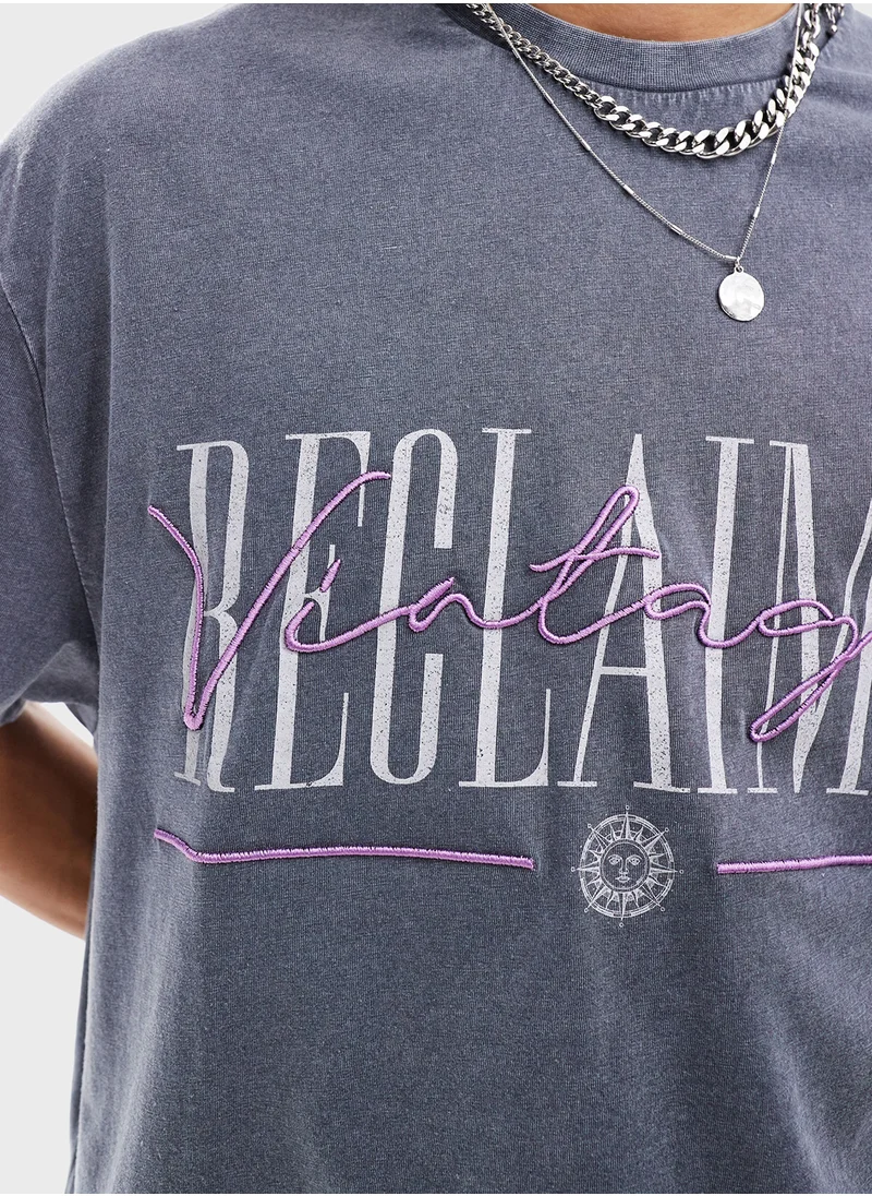 ريكلايمد فينتدج Logo Detail Crew Neck  T-Shirt