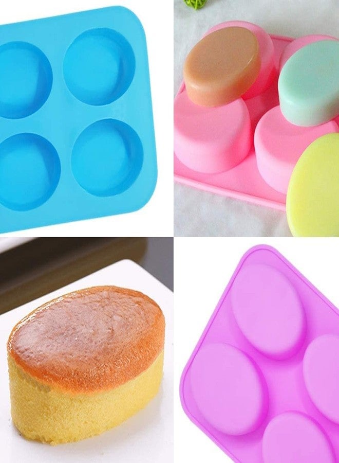 DRODRM Silicone 6 Cavity Non Stick Egg Shape Soap Cake Chocolate Candy Muffin Bakeware Mould 6 Slot Oval Shape Silicone Mold (Multicolor) - Image 4