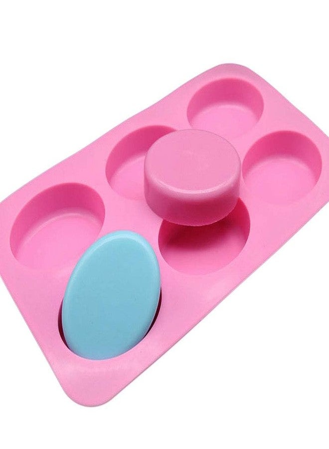 DRODRM Silicone 6 Cavity Non Stick Egg Shape Soap Cake Chocolate Candy Muffin Bakeware Mould 6 Slot Oval Shape Silicone Mold (Multicolor) - Image 2