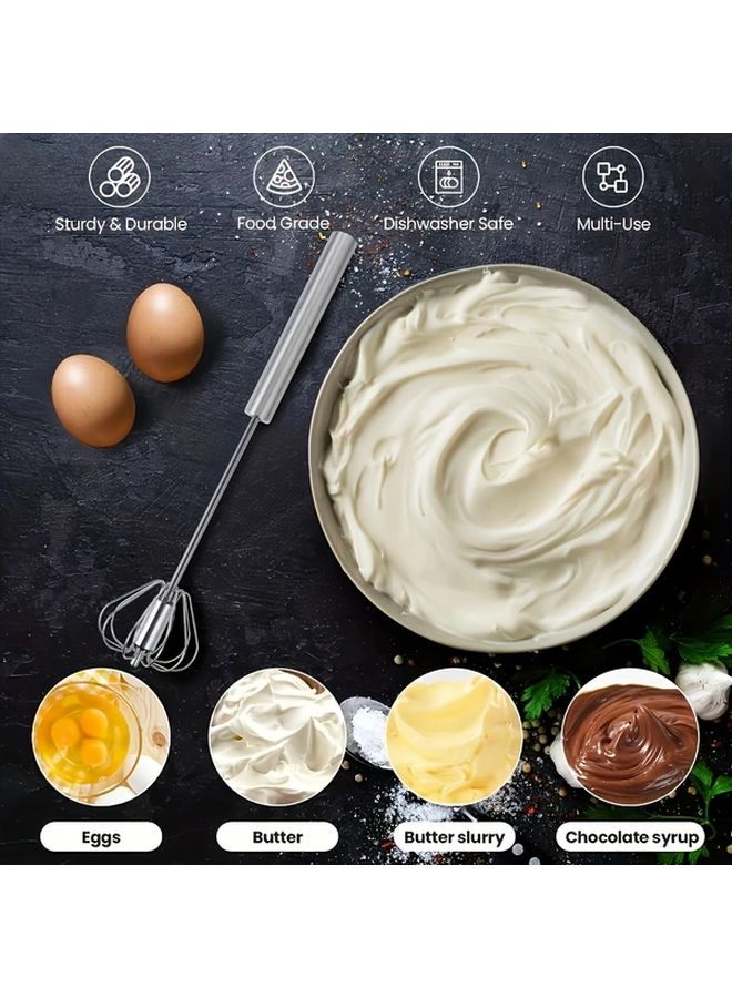 خفاقة البيض اليدوية من الفولاذ المقاوم للصدأ ورغوة الحليب مقاس M لخبز كريم البيض وأدوات المطبخ - Image 5