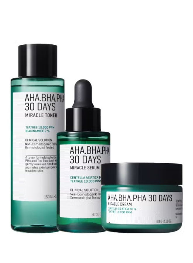 مجموعة المعجزة 30 يوماً (تونر+سيروم +كريم)
