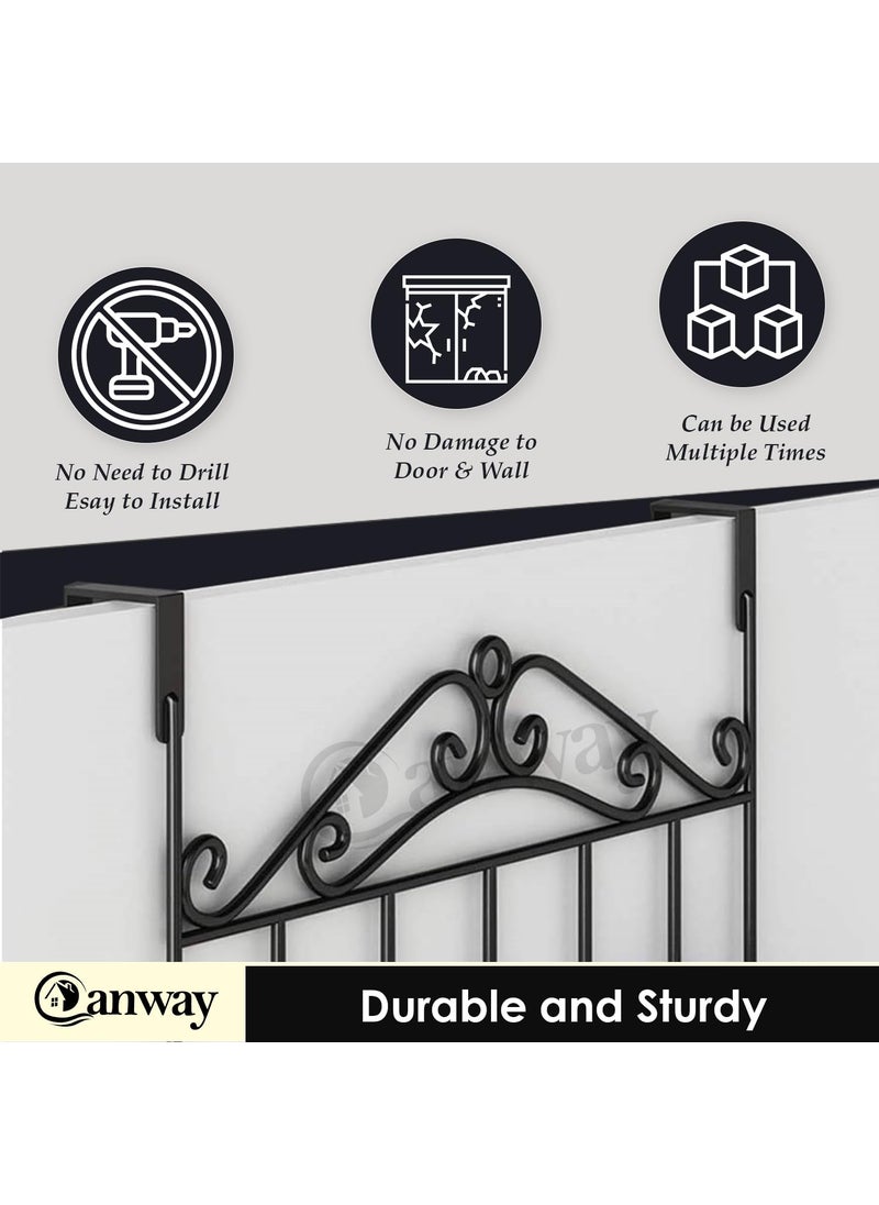 Canway CANWAY 1 Pc Stainless Steel OverTheDoor 7 Hooks Hanger for Home Office No Drilling Hanger Black  - Image 3