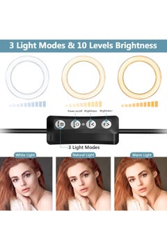 تايكوم ضوء حلقة سيلفي 10 بوصة مع حامل ثلاثي القوائم وإضاءة حلقة كاميرا LED قابلة للتعتيم وحامل هاتف للبث المباشر لمكياج يوتيوب وفيديو متوافق مع جهاز التحكم عن بعد لجهاز iPhone Android  - Image 4