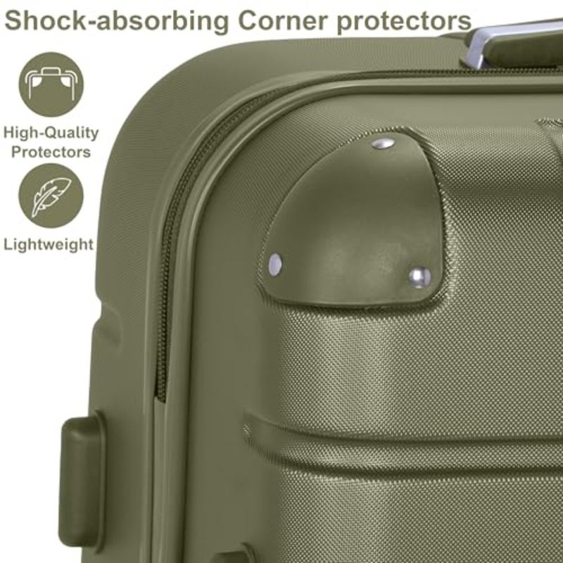 Travel checked luggage: 24-inch hardshell ABS spinner suitcase in olive green, lightweight and durable for airport use - Image 5