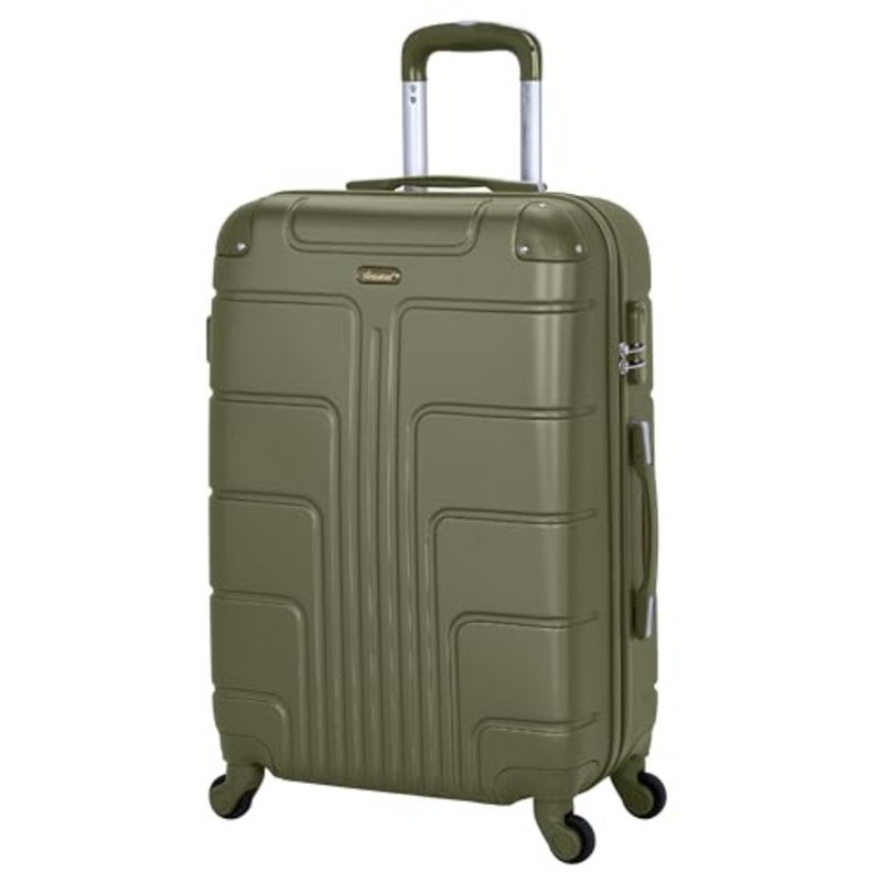 Travel checked luggage: 24-inch hardshell ABS spinner suitcase in olive green, lightweight and durable for airport use - Image 1
