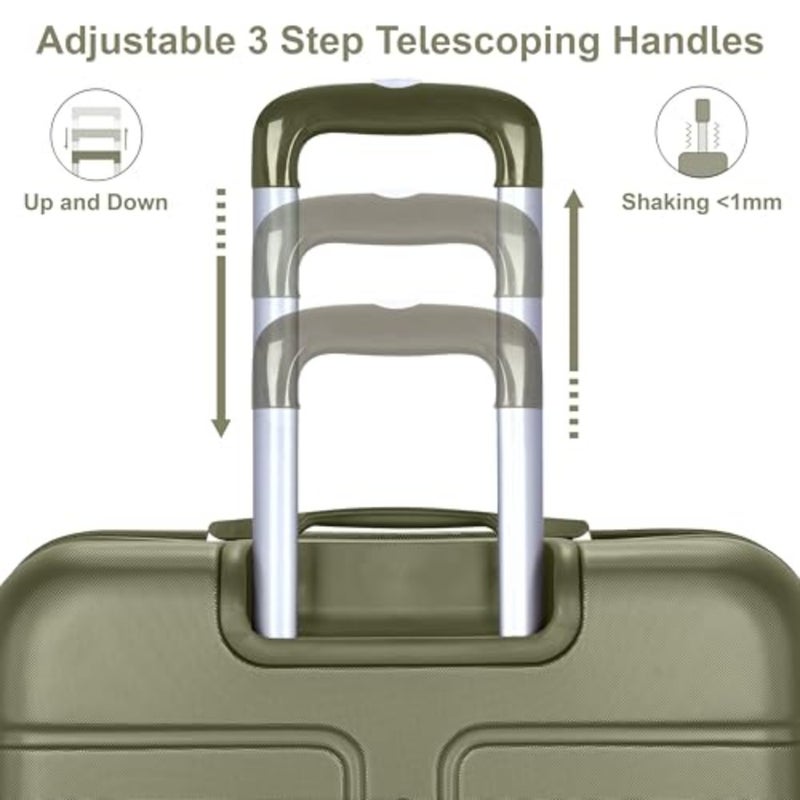 Travel checked luggage: 24-inch hardshell ABS spinner suitcase in olive green, lightweight and durable for airport use - Image 3