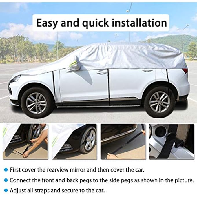 rayihni غطاء نصف سيارة مع قطن لجميع المواسم غطاء خارجي للسيارة مقاوم للماء ومضاد للغبار عالمي (SUV1) - Image 3
