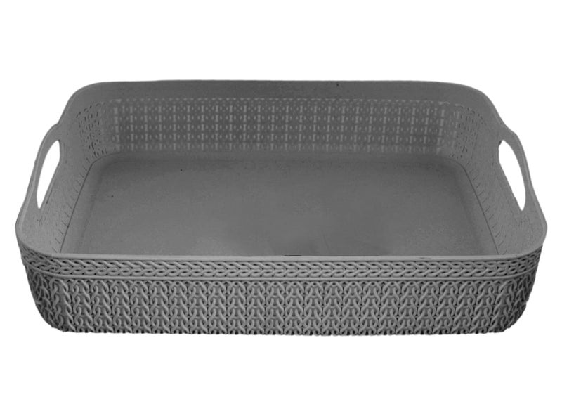Kuber Industries Heart Home Q-4 Multiuses Designer Unbreakable Plastic Storage Basket/Organizer/Bin For Home, Kitchen, Bathroom, Office Use Pack of 2 (Grey)-50HH01581 - Image 2
