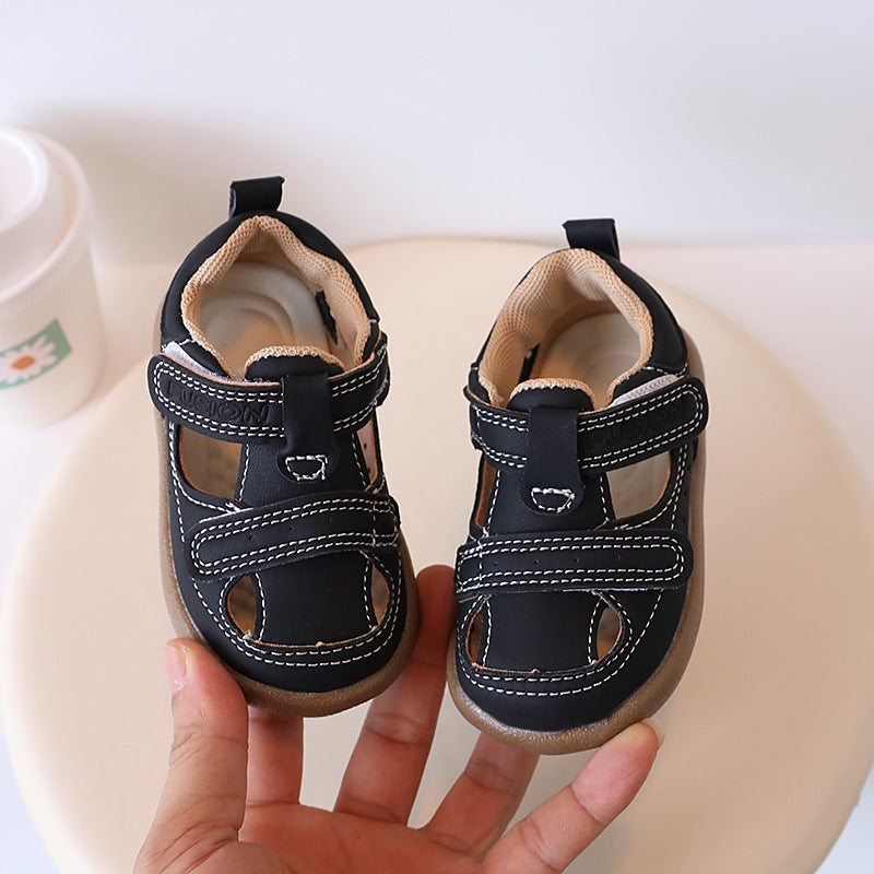 Summer Toddler Sandals Breathable Anti-kick Baby Walkers Black 