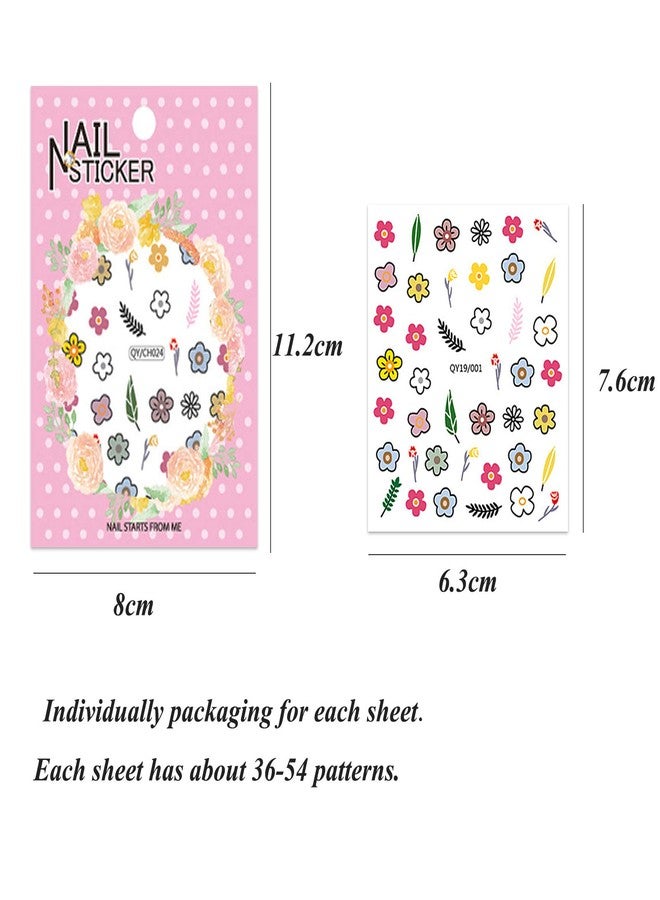 IHUKEIT 14 Sheets Nail Stickers for Women and Little Girls Nail Art Decoration - 3D Self-Adhesive DIY Nail Decals Set Including Hearts Fruits Flowers Animals Rainbow Nail Art Stickers for Woman Kids Girls - Image 3