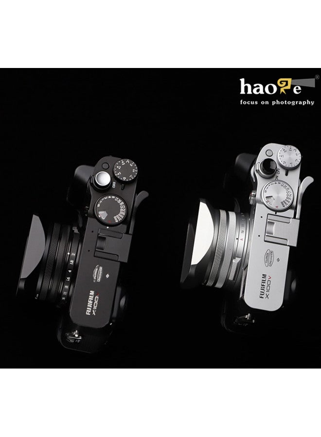 Haoge LH-X200B Square Metal Lens Hood with 49mm Adapter Ring Metal Cap for Fujifilm X100VI Fuji X100V X100F X100T X100S X70 Fuji Photo Camera Accessories Black - Image 1