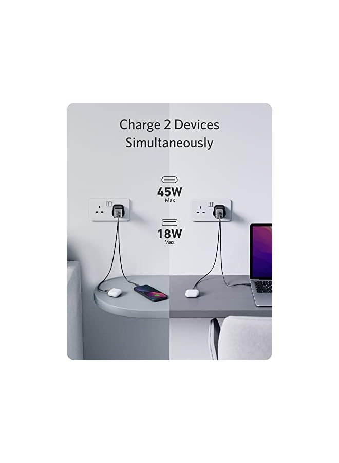 Zaboon Usb C Plug 65W, 725 Charger, Ultra-Compact Dual-Port Usb C Charger For Macbook Pro/Air, Ipad Pro, Galaxy S22+/S21, Dell Xps 13, Note 20/10+, Iphone 13/Pro, Pixel, And More - Image 1