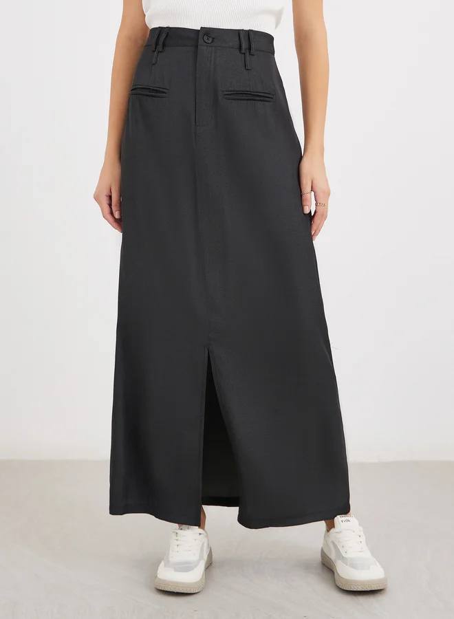 Styli Styli High Rise A-Line Maxi Skirt