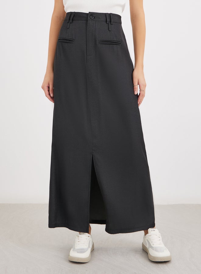 ستايلي تنورة ماكسي بخصر عالٍ وخط - Image 2