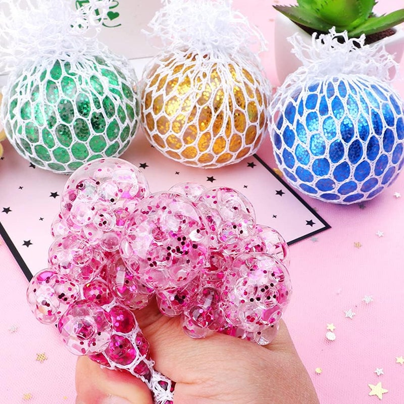 klarako 1pcs Squeeze Fidget Toy with Mesh Net Stress Reliever Colorful Bead Stress Relief Squeeze Ball for Birthday Gifts Boys & Girls Calming, Anxiety Relief, ADHD, ADD - Image 4