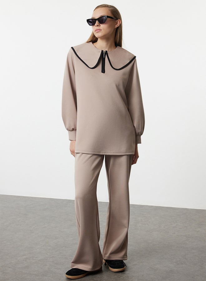 trendyol Mink Collar Detailed Knitted Bottom-Top Set TCTAW25US00077 - Image 1